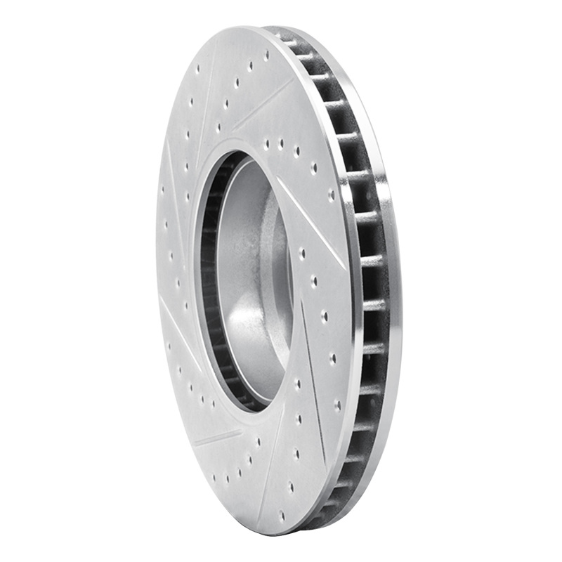 BMW 750IL Brake Rotor (1) - Front Right - R1 Concepts - Drilled & Slotted - Silver - `95-`01